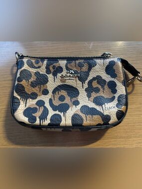Coach leopard print coin purse